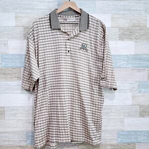 Blowing Rock Country Club Tipped Polo Shirt Beige Argyle Golf Slazenger Mens XL